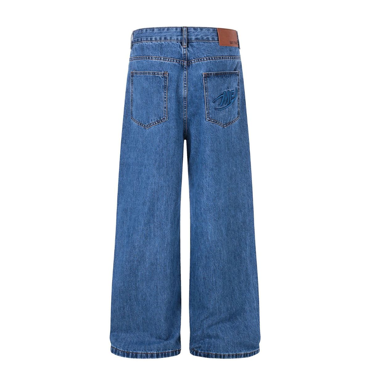 Vintage Blue Wide Leg Washed Denim Jeans