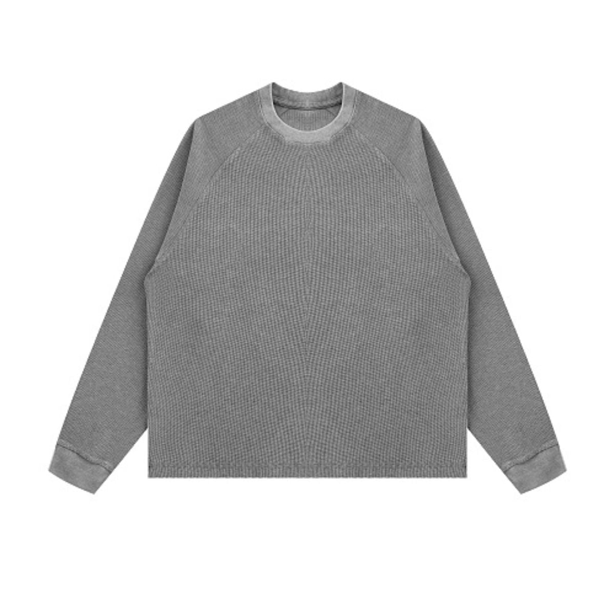Washed Waffle Cotton Raglan Long Sleeve Tee 340G