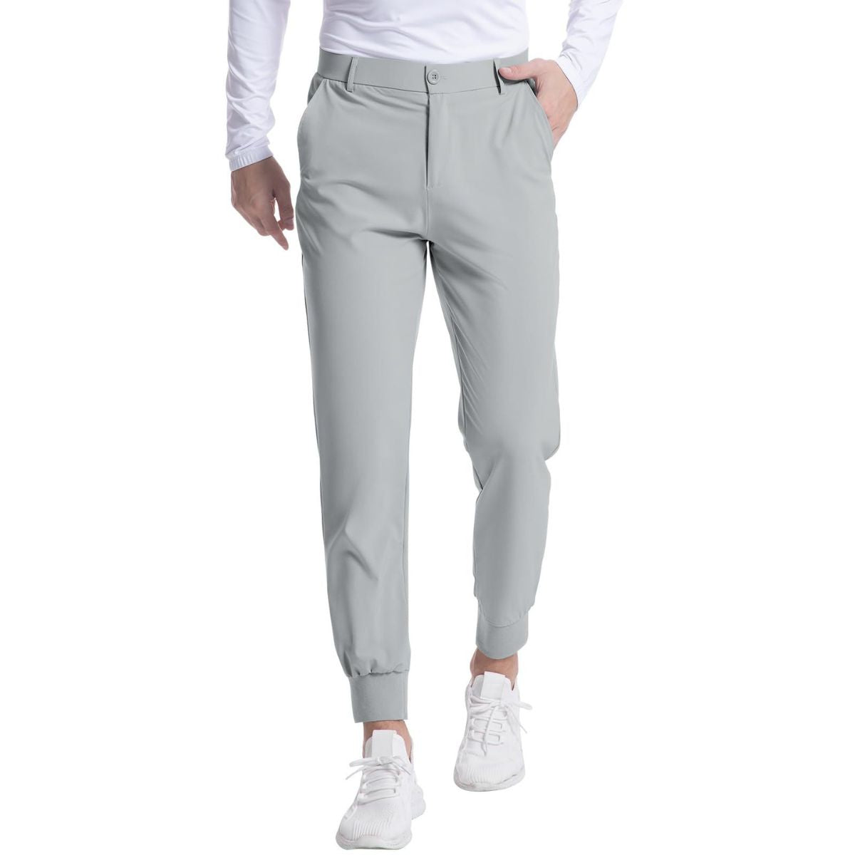 Men's Jogger Golf Pants Elastic Waist Stretch Casual Tapered Trousers