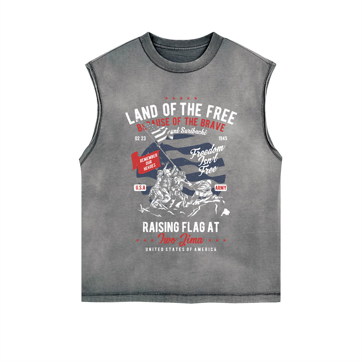 Land Of The Free Graphic Sleeveless Faded Tee-INNBLAC Fashion Apparel