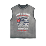 Land Of The Free Graphic Sleeveless Faded Tee-INNBLAC Fashion Apparel