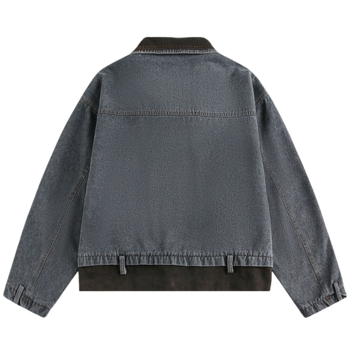 Retro Patchwork Two-in-one Design Functional Style Stand Collar Denim Jacket