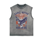 Eagle Motor Graphic Sleeveless Faded Tee-INNBLAC Fashion Apparel