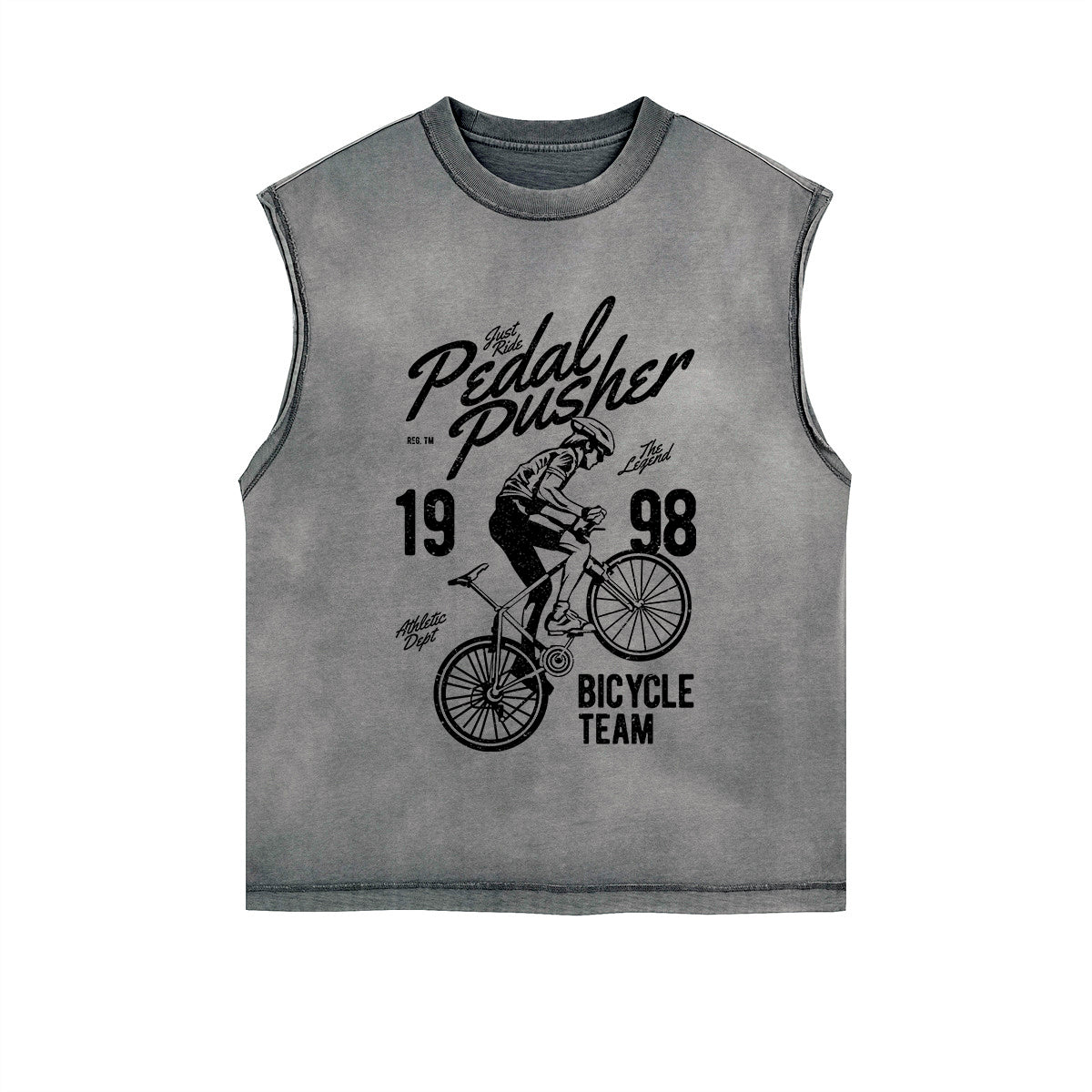 Pedal Pusher Retro Graphic Sleeveless Faded Tee-INNBLAC Fashion Apparel