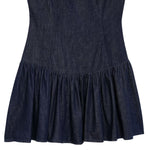 Low-Cut Back Ruffle Mini Denim Dress