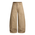 Vintage Washed Baggy Curved-Leg Cargo Pants