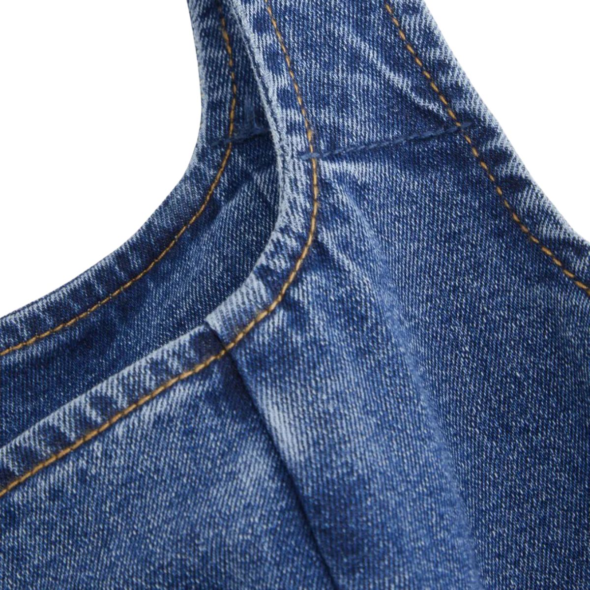 Pleated Fit & Flare Denim Dress