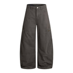 Washed Wrinkled Barrel with Zipper Pockets Cargo Pants