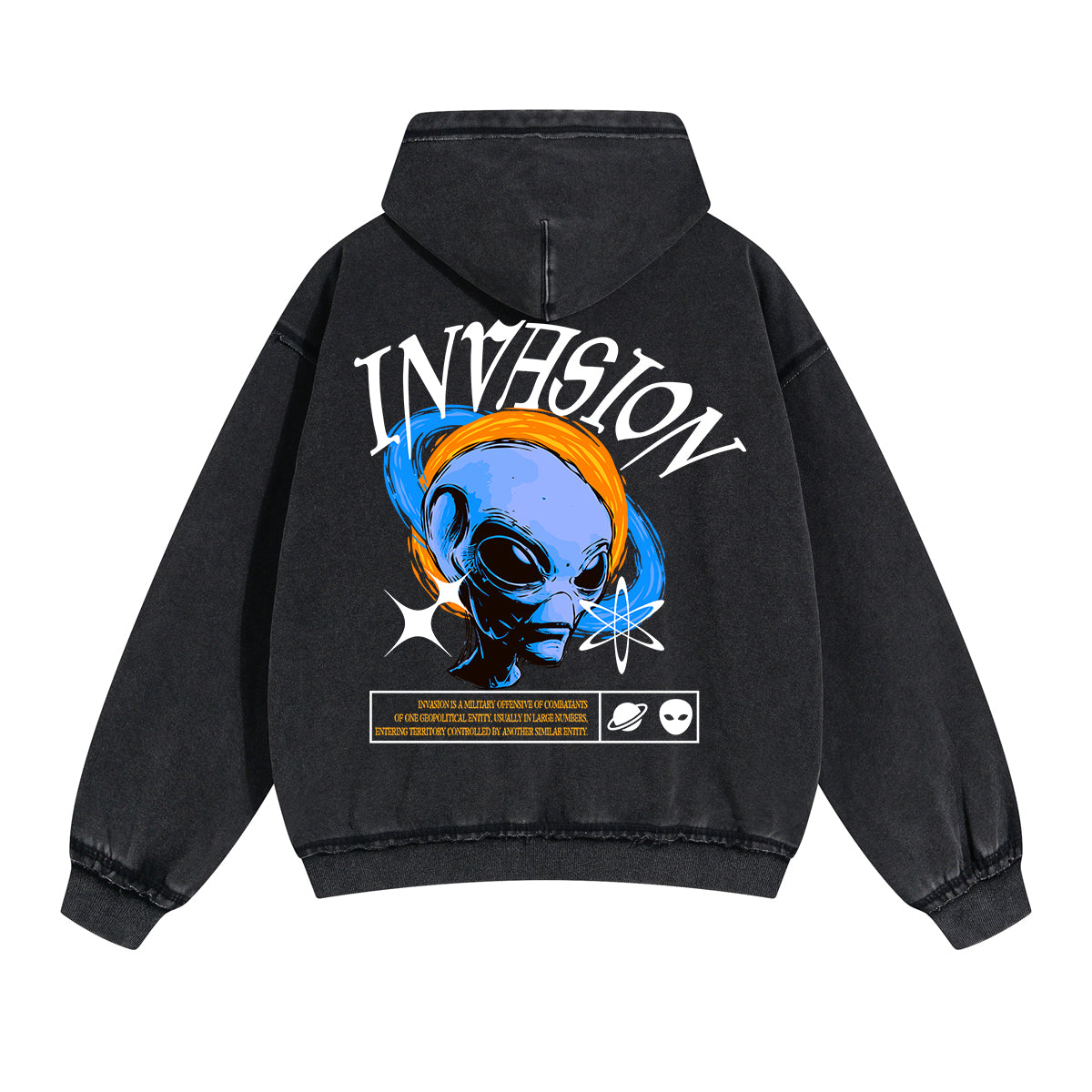 Invasion Alien Graphic Double Slider Zip Hoodie-INNBLAC Fashion Apparel