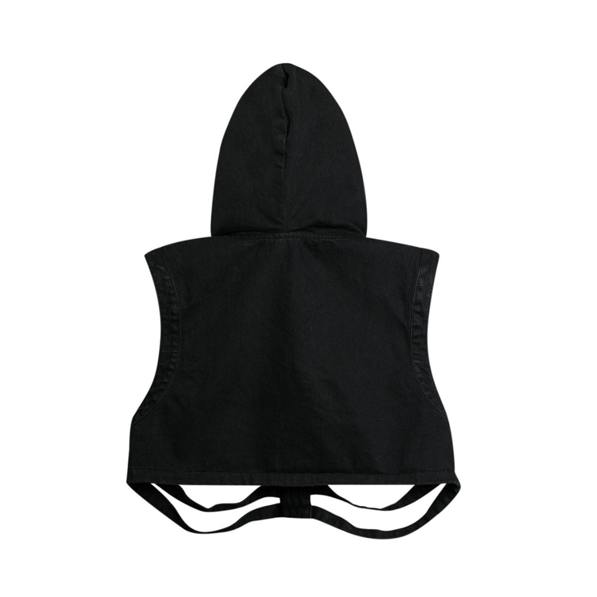 Distressed Cut-Out Denim Hooded Vest