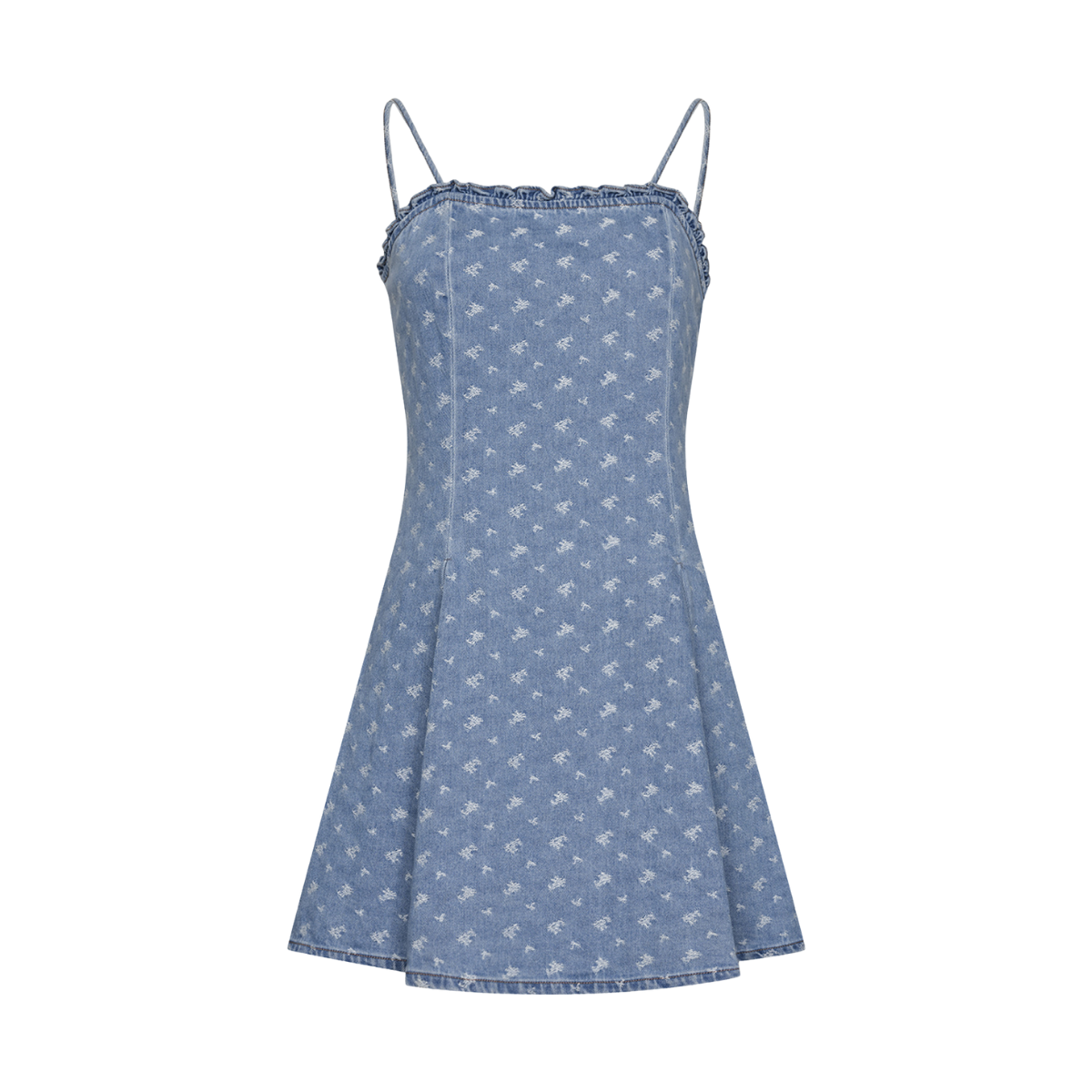Spaghetti Strap Jacquard Denim A-line Dress