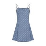 Spaghetti Strap Jacquard Denim A-line Dress