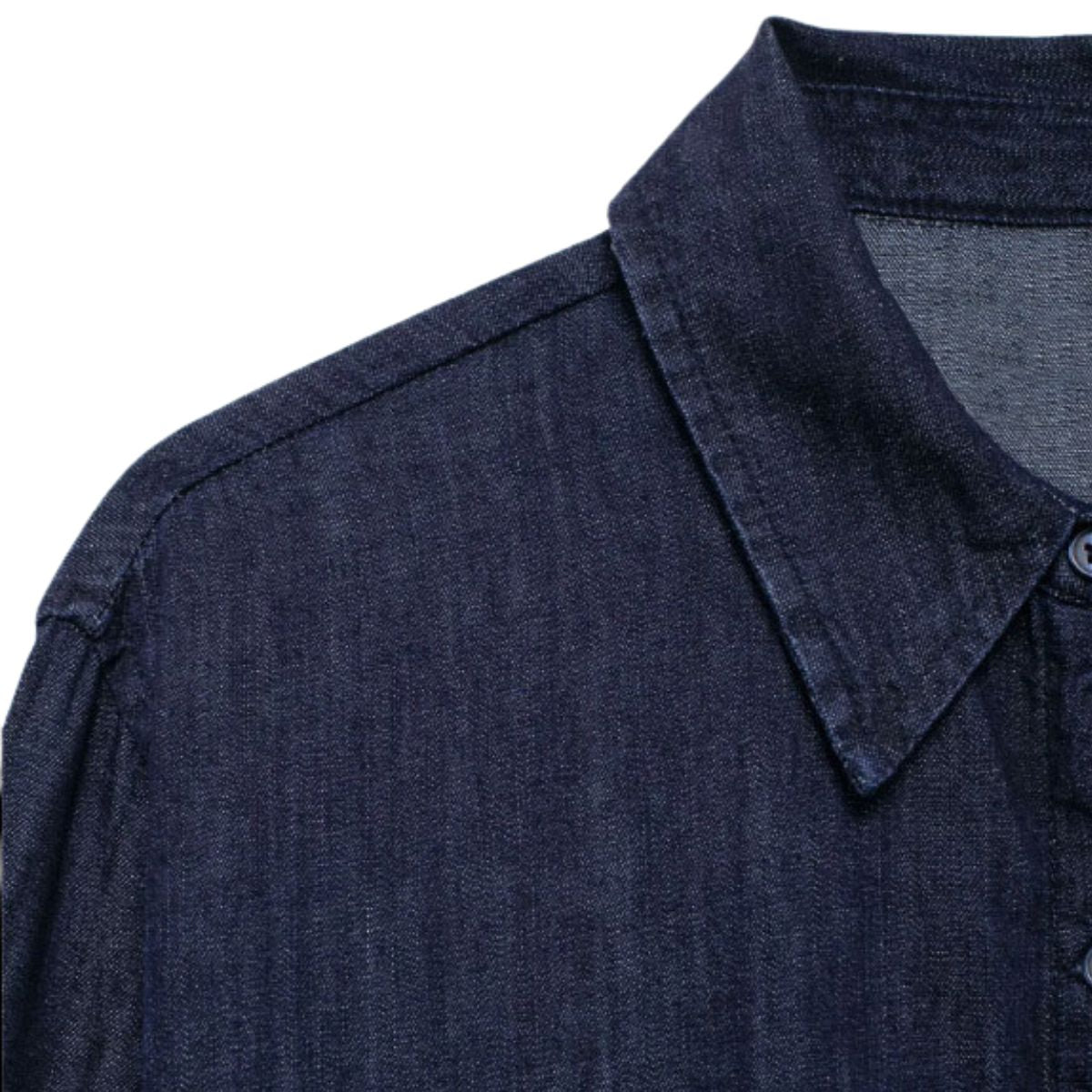 Indigo Button-Front Relaxed Denim Shacket