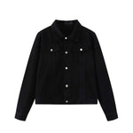 Unisex Commuter Workwear Style Single-breasted Lapel Straight Denim Jacket