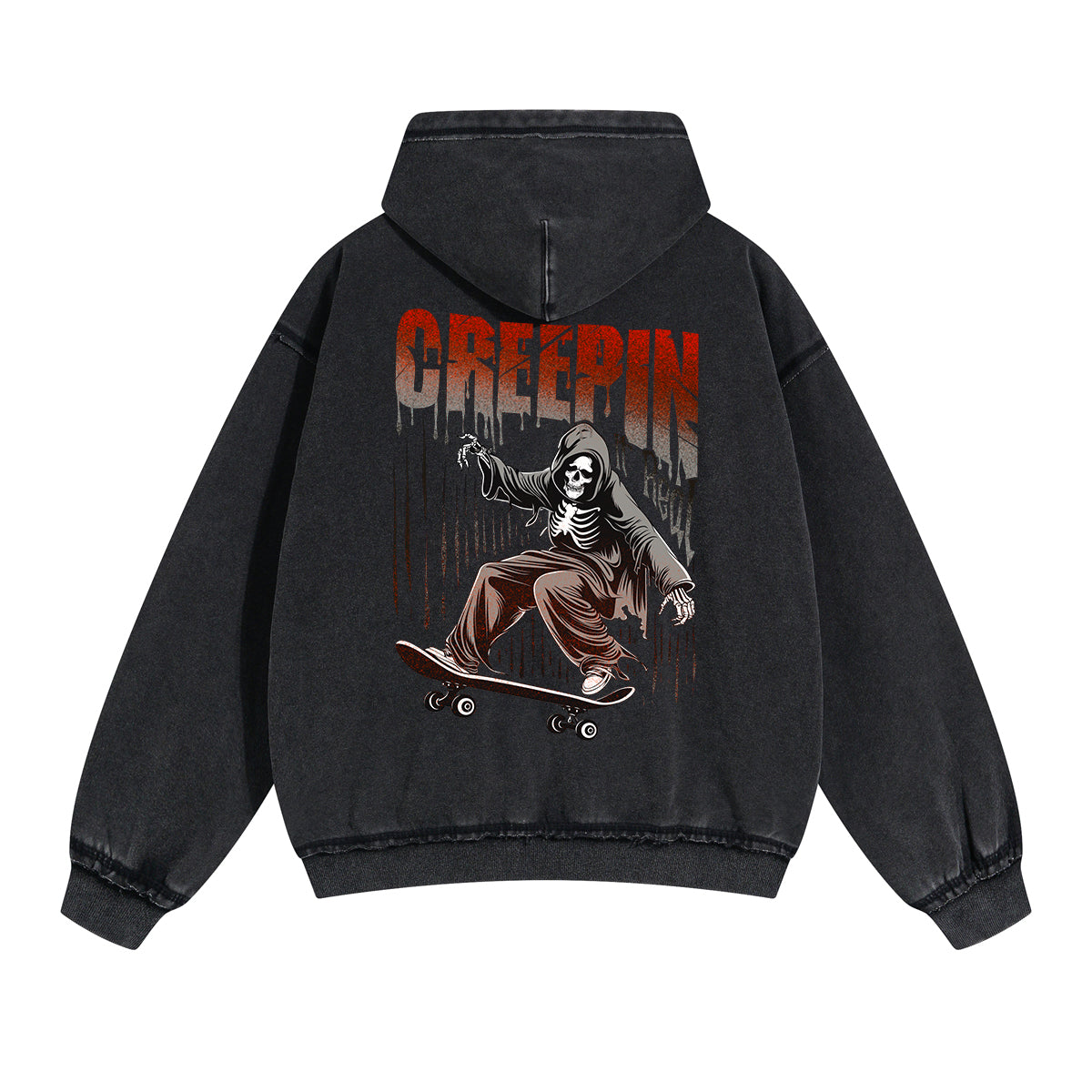 Skeleton Skate Graphic Double Slider Zip Hoodie-INNBLAC Fashion Apparel