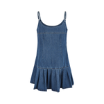 Pleated Hem Spaghetti Strap A-Line Dress