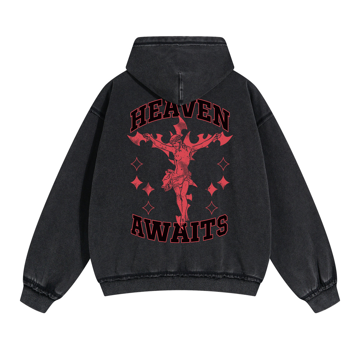 Heaven Awaits Christian Graphic Double Slider Zip Hoodie-INNBLAC Fashion Apparel