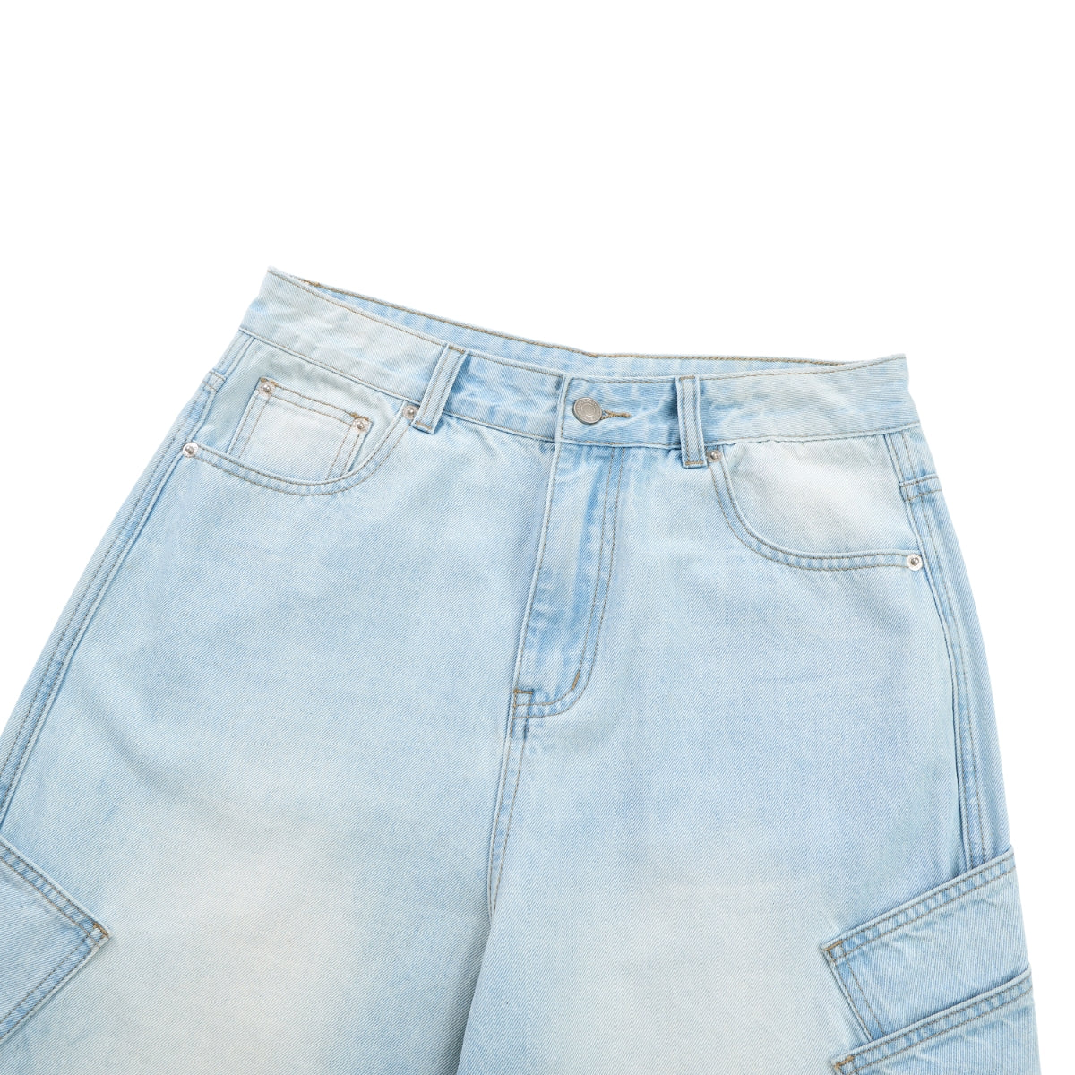 Faded Bleach Geometric-Pocket Baggy Jeans