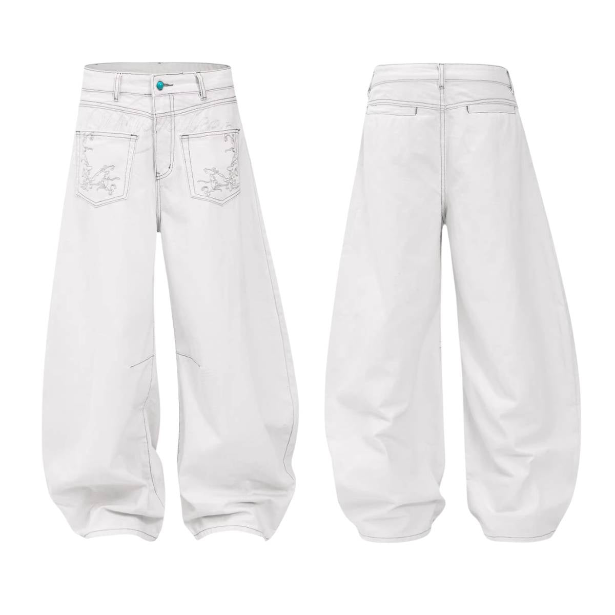 Vintage Embroidered Lettering Relaxed Fit Jogger Pants