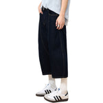 Barrel-Leg Selvedge Denim Cropped Pants