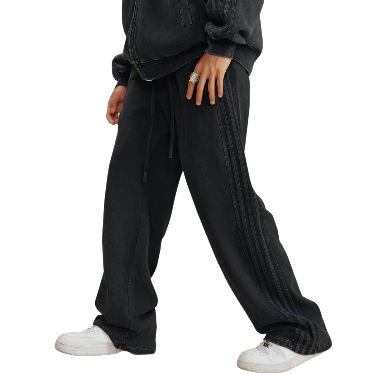 Side-Stripe Baggy Track Pants-INNBLAC Fashion Apparel