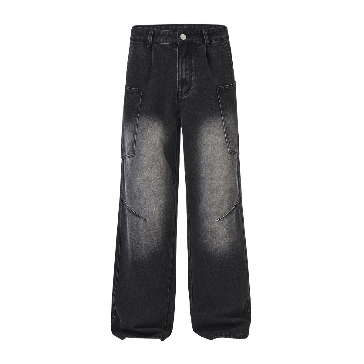 Washed Straight Leg Cargo Jeans-INNBLAC Fashion Apparel