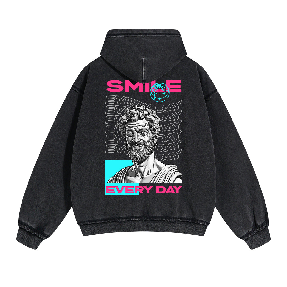 Smile Everyday Greek Statue Urban Double Slider Zip Hoodie-INNBLAC Fashion Apparel