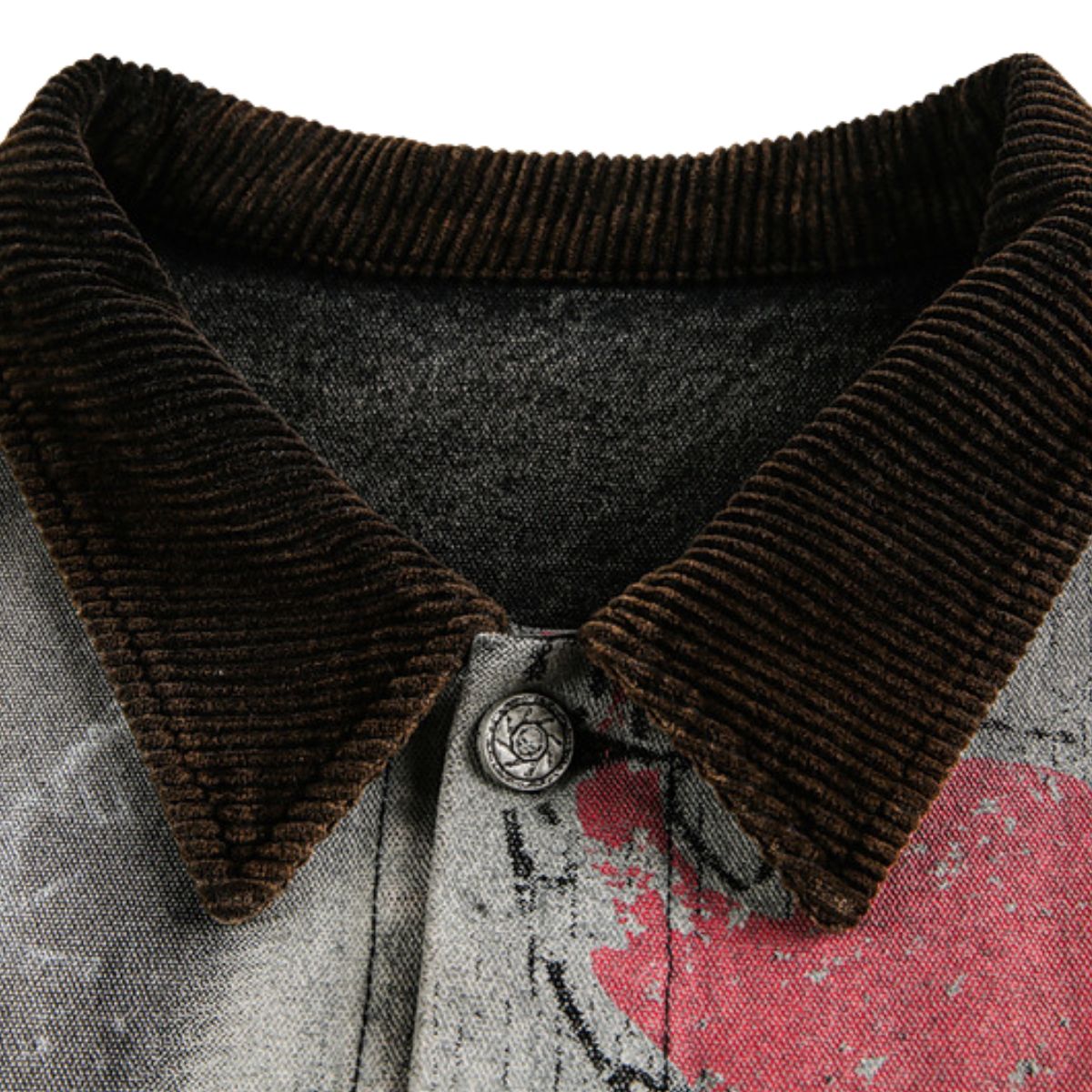 Retro Dark Graffiti Print Mottled Spider Letter Denim Jacket