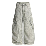 Distressed Wide Leg Cargo Pants