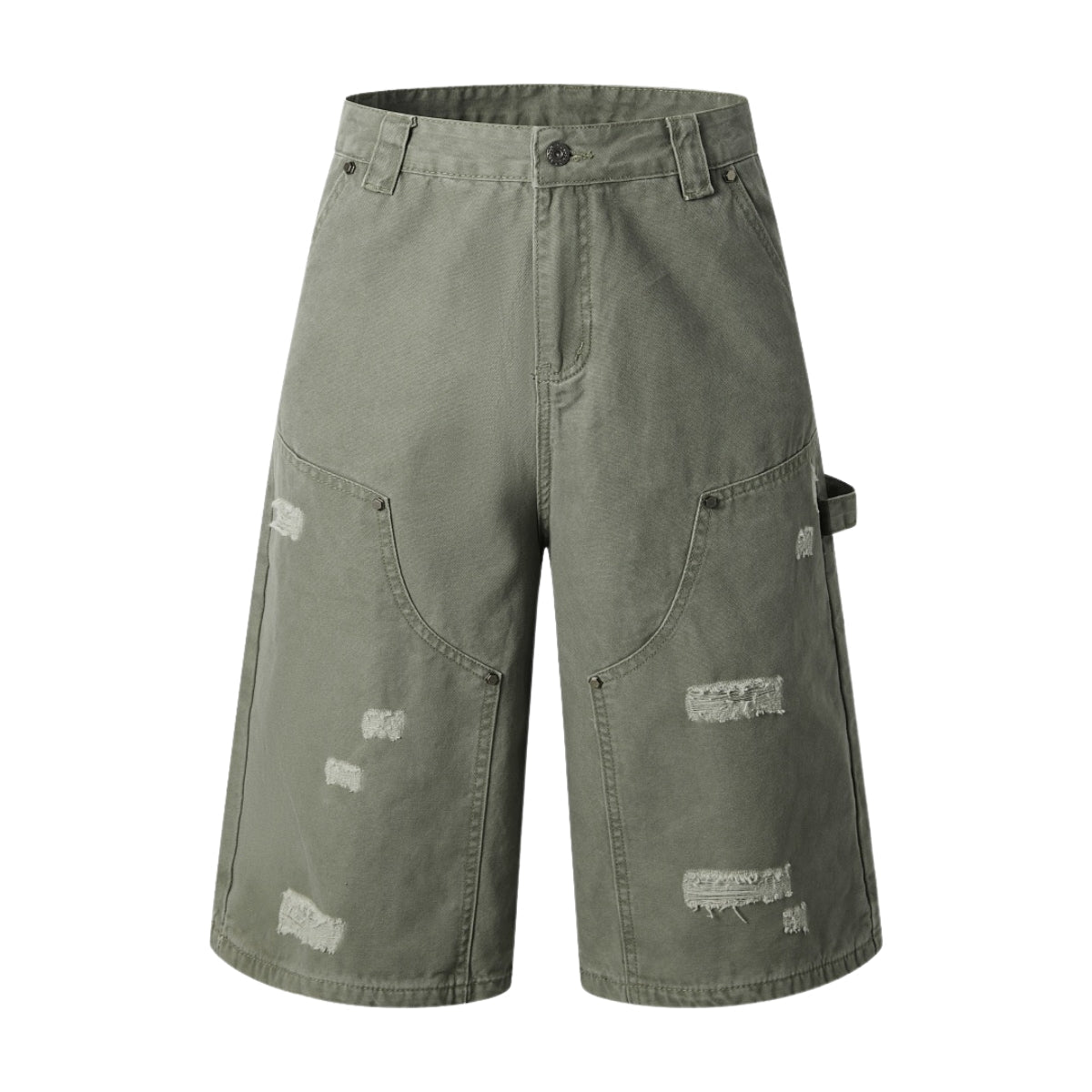 Vintage Washed Distressed Utility Bermuda Shorts