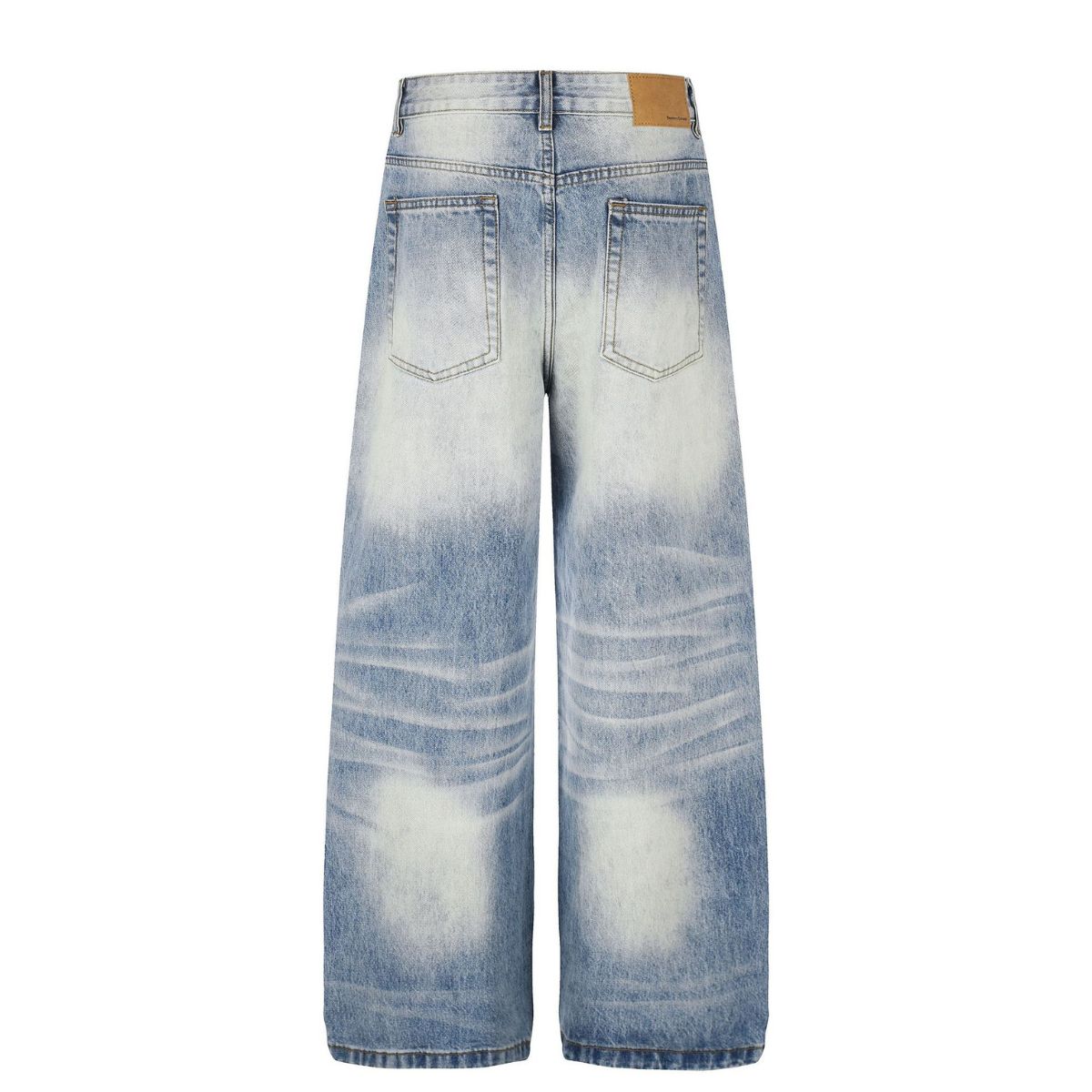 Vintage Light Wash Wide Leg Jeans with Whiskered Fade