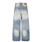 Vintage Light Wash Wide Leg Jeans with Whiskered Fade