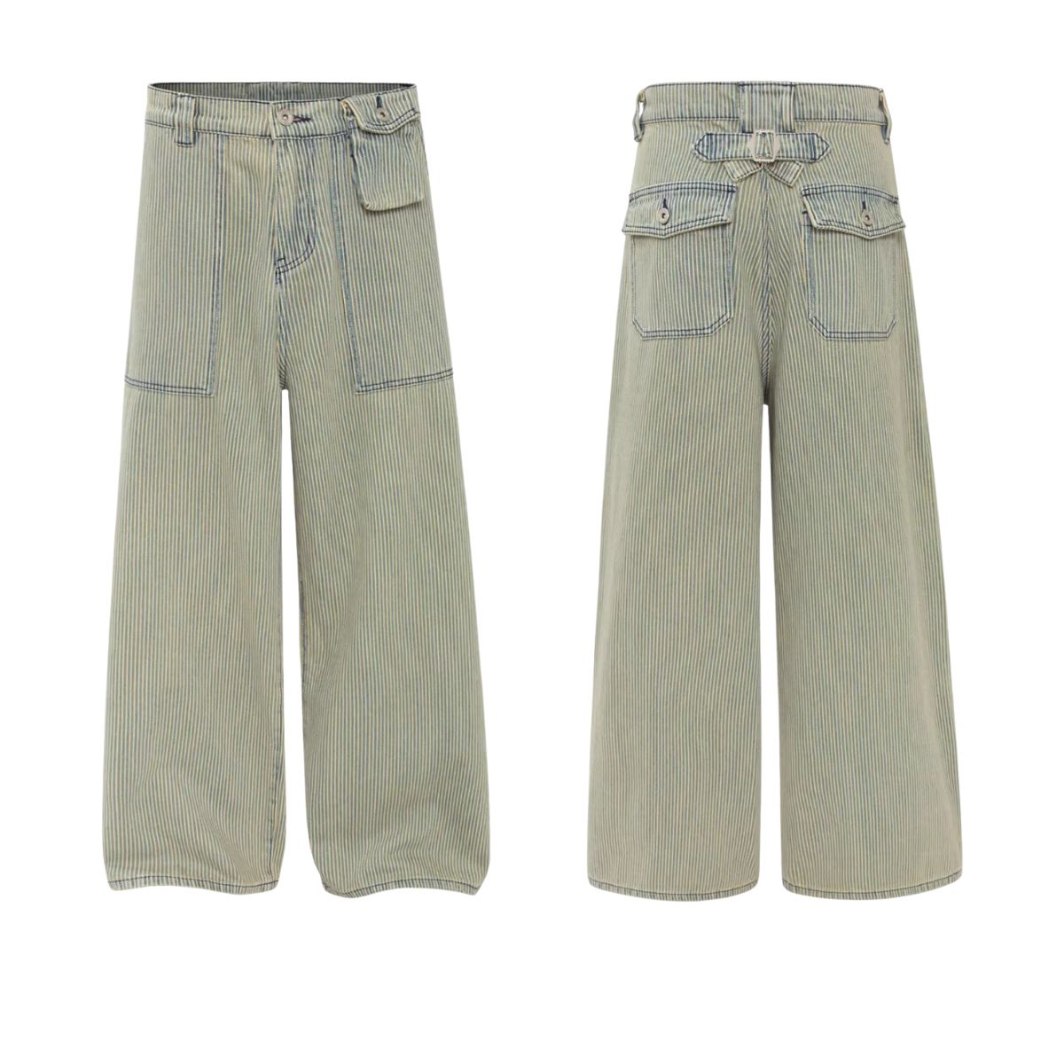 Vintage Patchwork Appliqué Wide-Leg Curved Barrel Jeans
