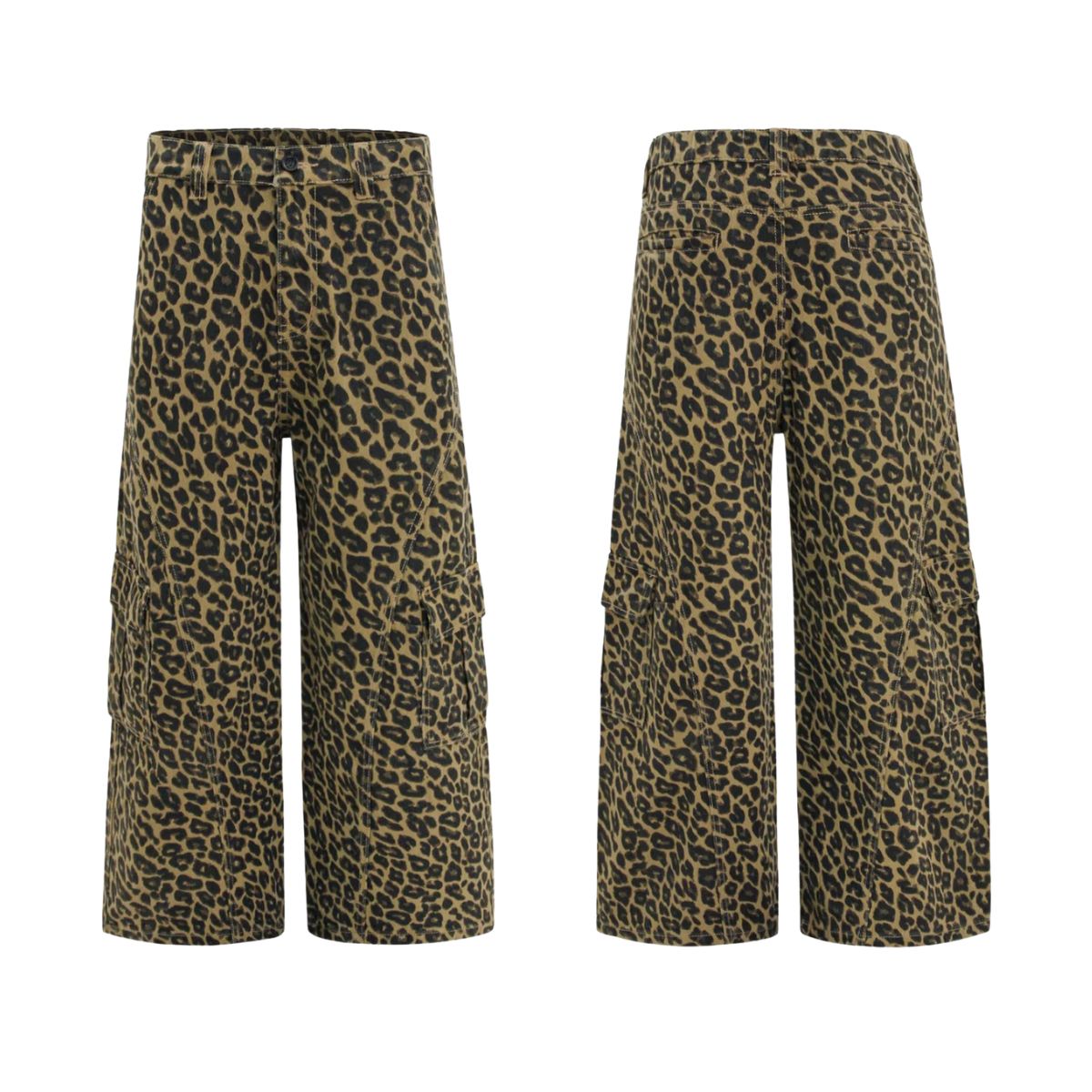 Leopard Print Patchwork Relaxed Wide-Leg Lounge Pants