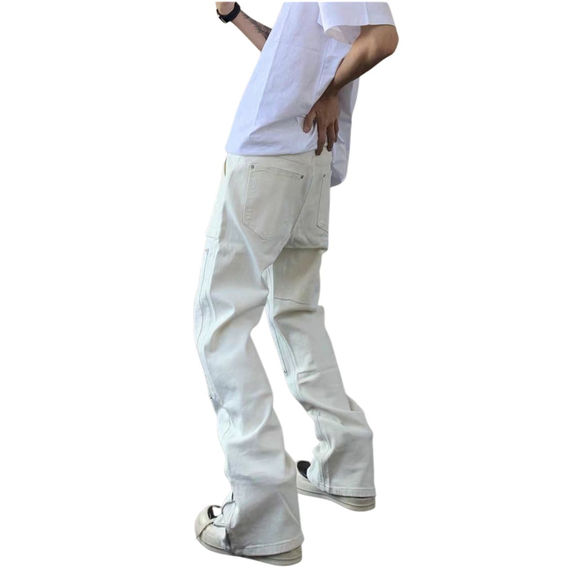 Stretch Zip Hem Utility Bootcut Jeans