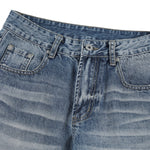 Vintage Washed Crease Effect Wide Leg Baggy Denim Jeans