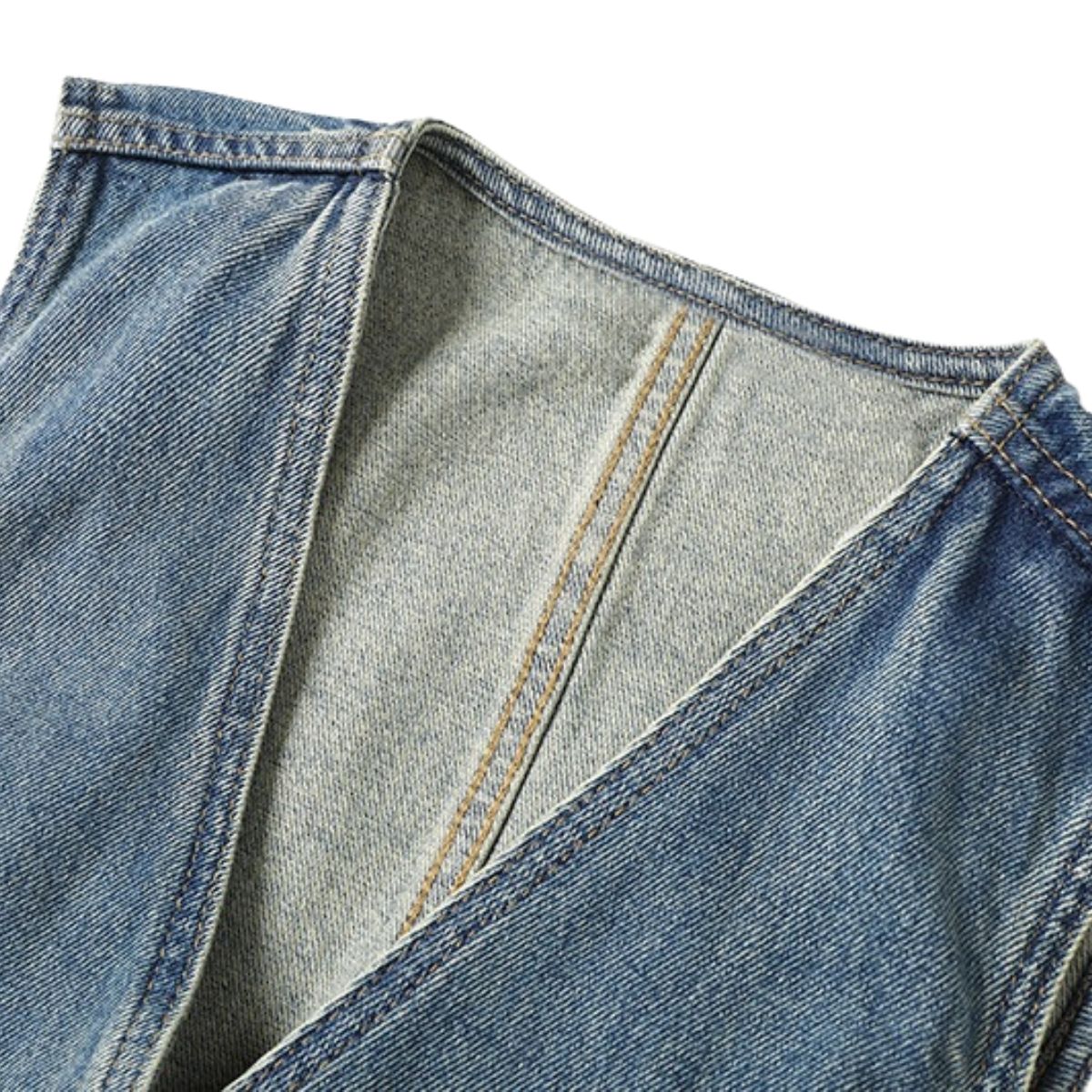 V-Neck Button-Front Denim Vest