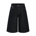 Vintage Loose Straight-Leg Denim Bermuda Shorts