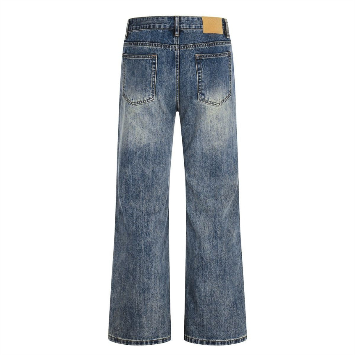 Men's Mid-Rise Straight-Leg Washed Denim Pants â€?Vintage Casual