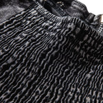 Front-Zip Smocked Denim Mini Dress