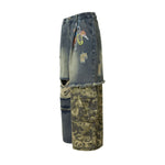 Smoke Rise Camouflage Patchwork Ripped Jeans