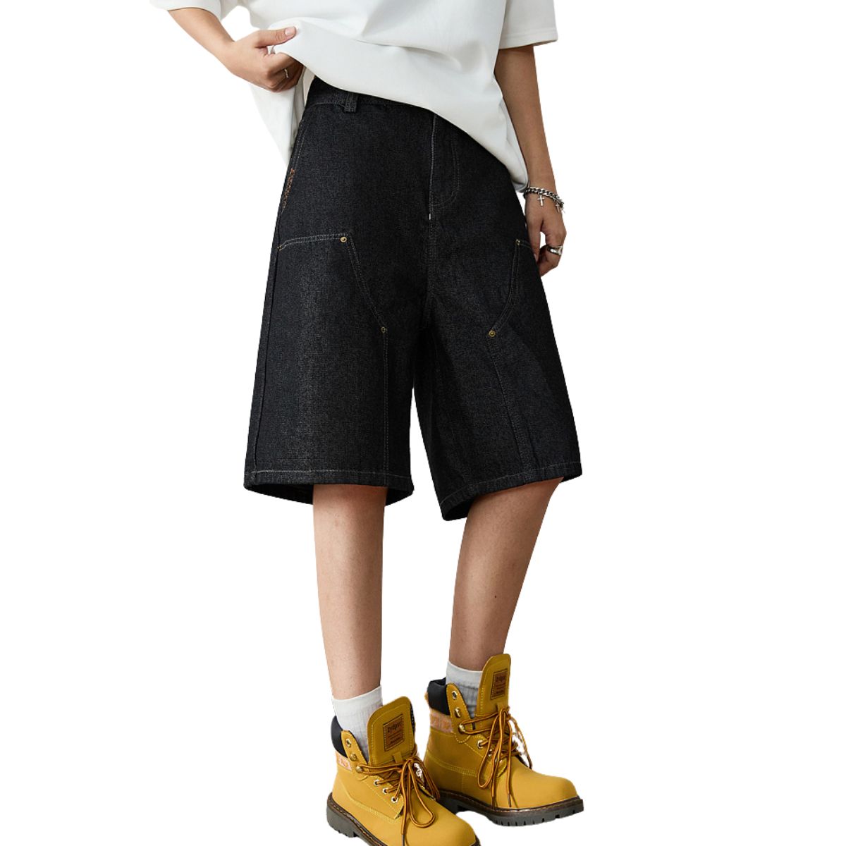 Vintage Black Relaxed Fit Denim Shorts