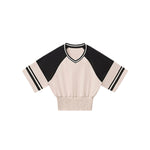 Fitted Color Splice Flare Sleeve Feminine Tee
