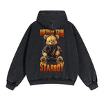 Starboy Bear Graphic Double Slider Zip Hoodie-INNBLAC Fashion Apparel