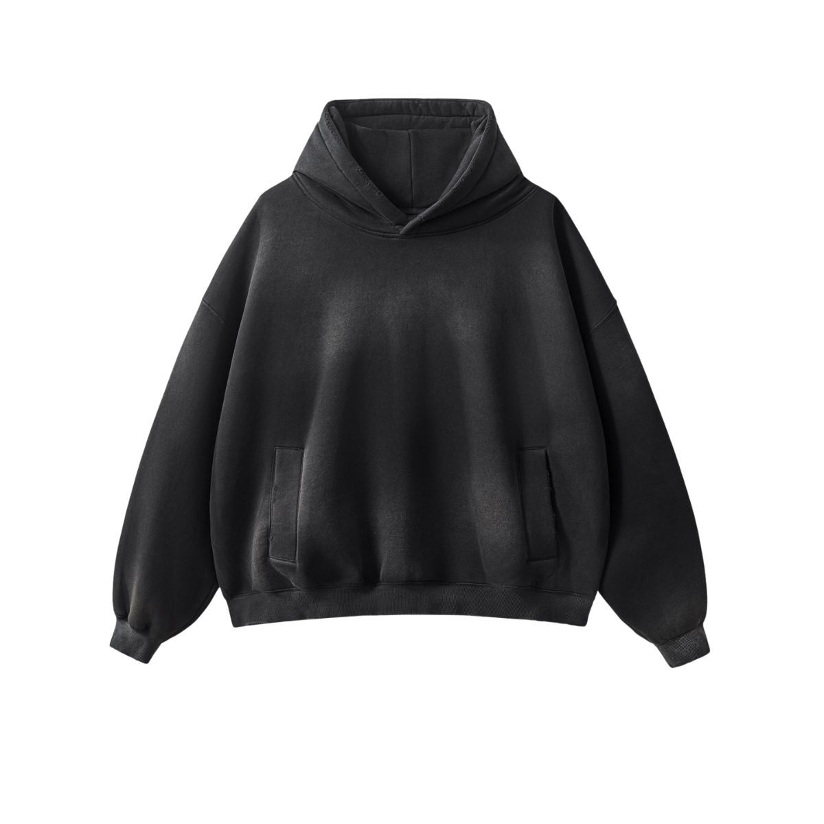 Oversized Spray-Bleach Distressed Fleece Hoodie