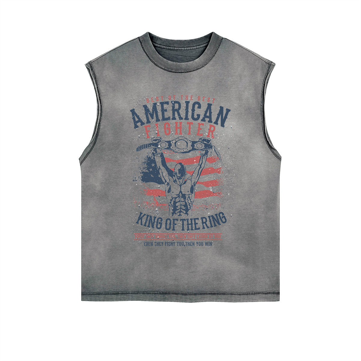 American Fighter Graphic Sleeveless Faded Tee-INNBLAC Fashion Apparel