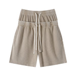 West Coast Waffle Double Waistband Snow Washed Distressed Shorts