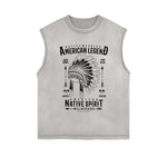 Native Warrior Graphic Sleeveless Faded Tee-INNBLAC Fashion Apparel