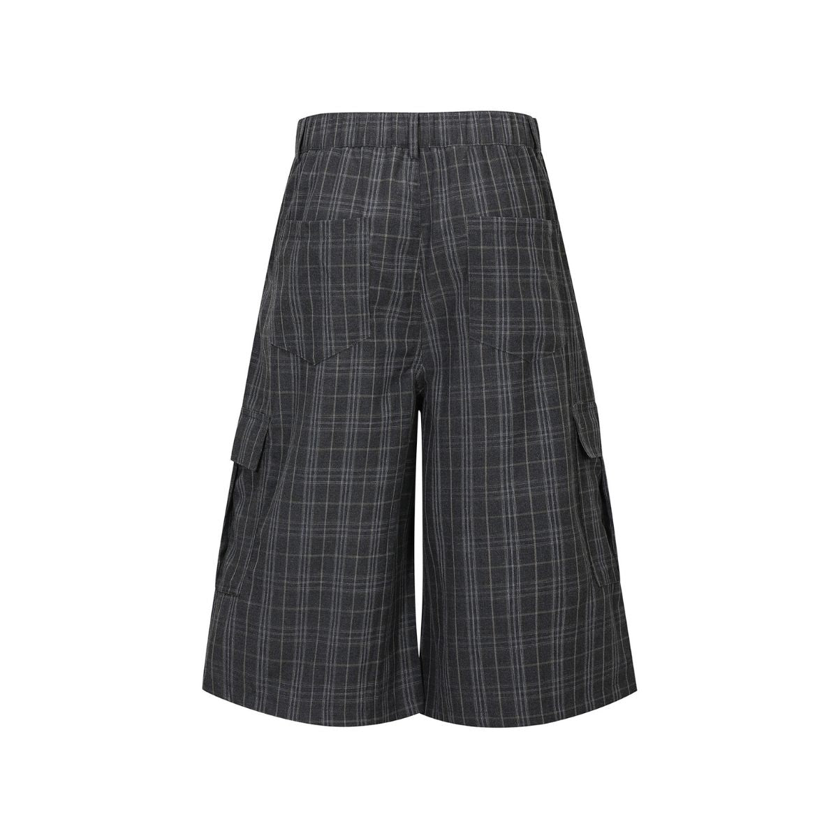 Plaid Multi-Pocket Cropped Cargo Shorts