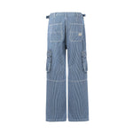 Buckle Belt Striped Denim Cargo Jeans-INNBLAC Fashion Apparel